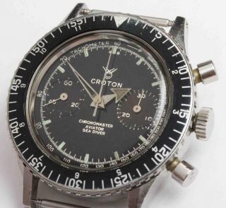 1960s Vintage Croton Chronomaster Aviator Sea Diver Chronograph Mens Wristwatch