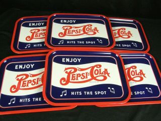6 VINTAGE PEPSI COLA HITS THE SPOT 2 DOT Music Note DRINK TRAY 13 