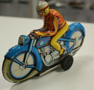 Rare Vintage West Germany Motorcycle Tin Toy Motorbike