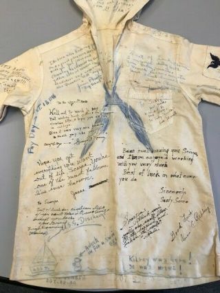 Vintage Ww 11 U S Navy Shirt Signed By Fellow Seamen