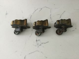 Three Antique Lions Paw Antique Brass Castors