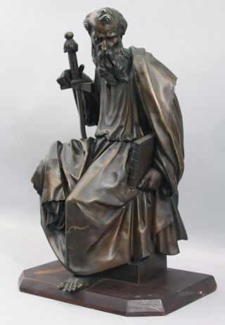 Large Antique 19thC Grand Tour Bronze Sculpture,  Saint Paul,  Sword & Bible,  NR 5
