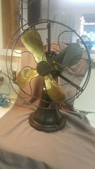 Antique Ge Coin Operated Fan.  Rare Brass.