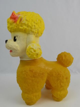 Large Sun Rubber Yellow Poodle 1960 ' s Squeaky Toy Turning Head Still 2