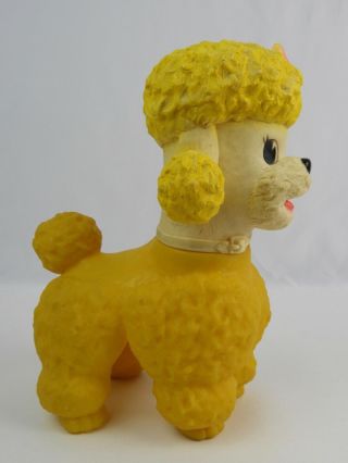 Large Sun Rubber Yellow Poodle 1960 ' s Squeaky Toy Turning Head Still 3