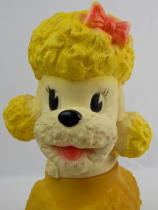 Large Sun Rubber Yellow Poodle 1960 ' s Squeaky Toy Turning Head Still 4