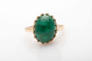 Antique $6000 10ct Colombian Emerald 10k Yellow Gold Filigree Retro Ring