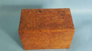 Terrific 1930s Art Deco Solid Burl Wood Playing Card Or Desk Card Index Box