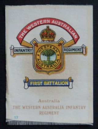 Western Australia Infantry Regiment Australia Silk Badge Issued In 1913 Scarce