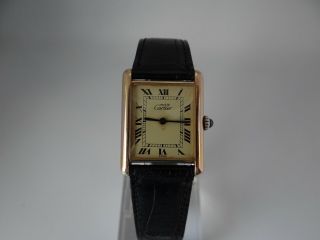 Must De Cartier Tank Vintage Silver 925 And Gold Plated Hand Winding Vintage