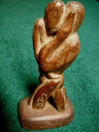 1942 Oak Carved Statue Figure Signed Nimo Intercourse Couple Sex Cape Cod Mass