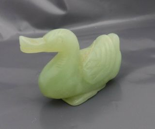Small Vintage Chinese Jade Figurine Of A Duck - Bird - Stone - 53mm Long