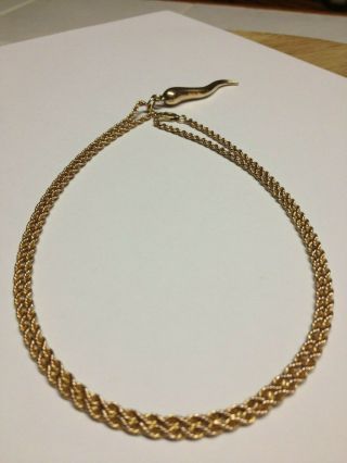 MEN ' S VINTAGE 14K GOLD ITALIAN HORN PENDANT 10K CHAIN 24 INCHES 3