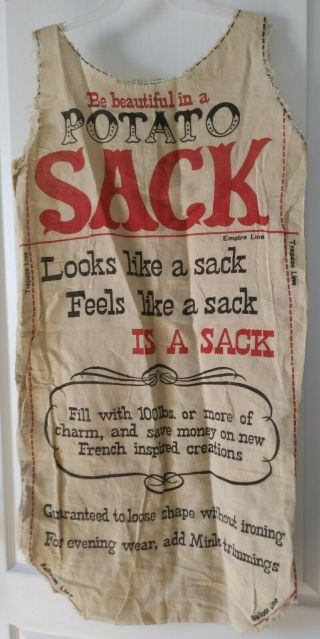 Vintage Joke Gift Potato Sack Dress Cutout Pattern Funny