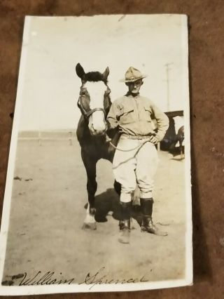 Wwi Photograph Named Soldier Battery F 8th Field Artillery,  Horse Usa