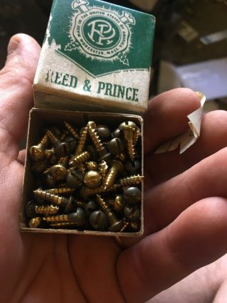 Vintage Box Of Brass Round Head 1/2” Screws