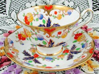 Royal Albert Bognor Imari Floral Heavy Gold Tea Cup And Saucer