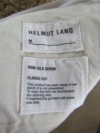 Rare Vintage Helmut Lang Raw White Cotton / Silk Blend Jean Size 34 NWT 3
