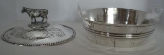 FIGURAL BARREL & COW ENGLISH STERLING BUTTER DISH HAWKSWORTH,  EYRE & CO 1850 3