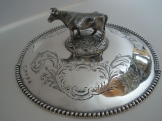 FIGURAL BARREL & COW ENGLISH STERLING BUTTER DISH HAWKSWORTH,  EYRE & CO 1850 4