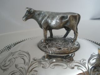 FIGURAL BARREL & COW ENGLISH STERLING BUTTER DISH HAWKSWORTH,  EYRE & CO 1850 5