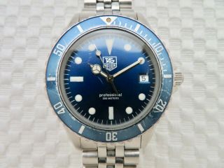 Mens Vintage TAG HEUER Professional 200M Quartz Wristwatch 980.  613B Blue 2