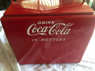Vintage 1950 Cavalier Co.  Coca - Cola Ice Chest/cooler Raised Letters/with Opener