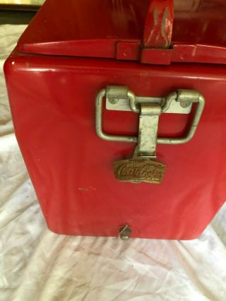 Vintage 1950 Cavalier Co.  Coca - Cola Ice Chest/Cooler Raised Letters/with Opener 3