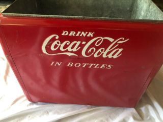 Vintage 1950 Cavalier Co.  Coca - Cola Ice Chest/Cooler Raised Letters/with Opener 5