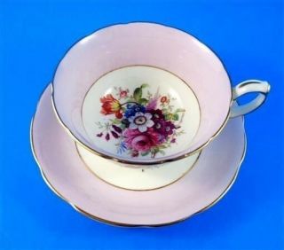 Signed F Howard Floral & Pink Edge Hammersley Cup & Saucer (tiny Paint Defect)