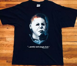 Vintage 90s Halloween Michael Myers Movie T Shirt Xl Tee Blue Grape Rare Horror