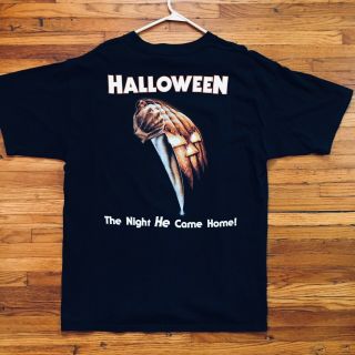 Vintage 90s Halloween Michael Myers Movie T Shirt XL Tee Blue Grape RARE Horror 5