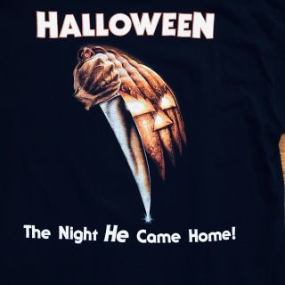Vintage 90s Halloween Michael Myers Movie T Shirt XL Tee Blue Grape RARE Horror 6