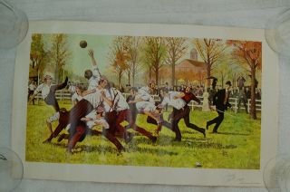 Vintage Signed Print The First Football Game Nov 6,  1869 - Rutgers Vs Princeton