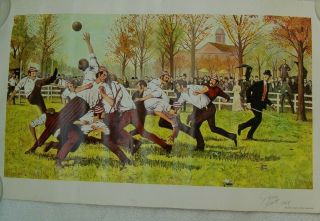 VINTAGE SIGNED PRINT THE FIRST FOOTBALL GAME NOV 6,  1869 - RUTGERS VS PRINCETON 5