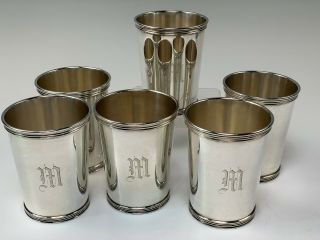 Set Of 6 International Sterling Silver 3 - 7/8 " Julep Cups P699 Mono M
