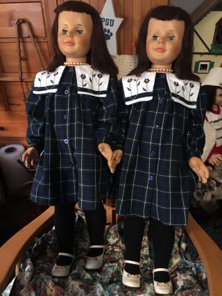 Vintage Twin Uneeda Playpal Type Dolls 34”