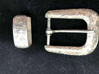 Vintage Vogt Sterling Silver Ranger Belt Buckle Set One Inch Belt (p)