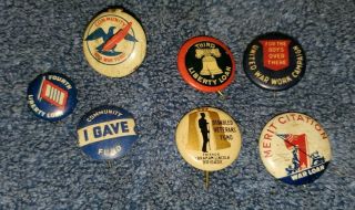 7 Vintage World War 1 Ww1 Era Liberty Loan & War Chest Pins
