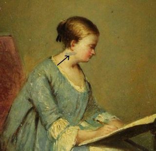 19thC Antique MARGUERITE GERARD French Portrait Oil Painting,  Woman Reading Book 6