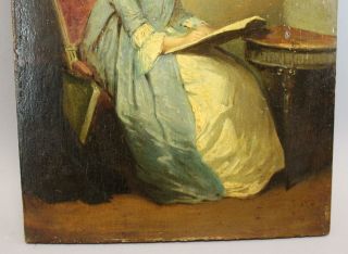 19thC Antique MARGUERITE GERARD French Portrait Oil Painting,  Woman Reading Book 7