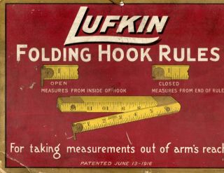 Vintage 1916 Lufkin Folding Hook Rules Poster Tools Rulers Tapes Measure