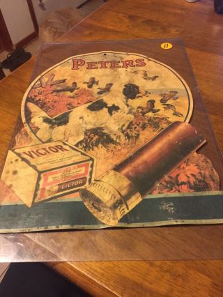 Vintage Peters Shotgun Shell Cardboard Advertising Signed Lynn Bogue