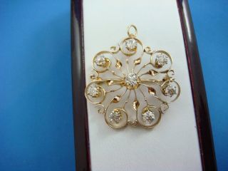 1.  50 Ct Old Mine Diamonds 14k Rose Gold Antique Brooch - Pendant,  5 Grams