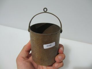 Small Vintage Brass Bucket Planter Tub Plant Pot Hanging Handle Old Antique Oils