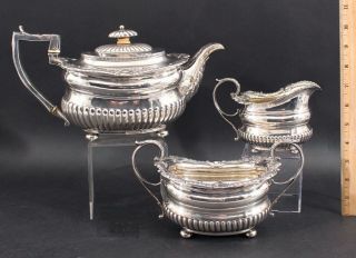 3pc Antique Hallmarked 18th & 19thc English London Sterling Silver Teaset