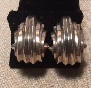 Von Musulin Vintage Sterling Silver Mid Century Modern Chunky Scroll Earrings
