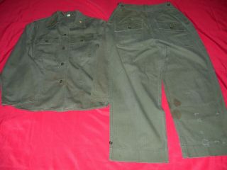 Wwii Army Nurses Hbt Jacket With Insignia & Matching Trousers