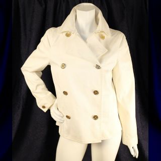 Ralph Lauren Off - White Yaht Boat Ship Woman Sailor Double Breasted Coat Jacket