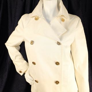 RALPH LAUREN Off - White Yaht Boat Ship Woman Sailor Double Breasted Coat Jacket 3